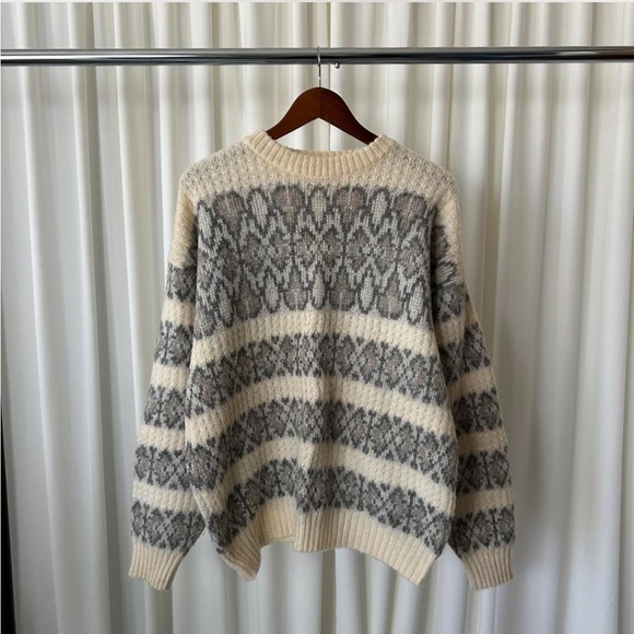 Vintage Ice Knit 100% Wool Oversized Nordic Pattern Knit size XL. - Picture 3 of 12